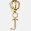 Gold Initial Enamel Bag Charm - J