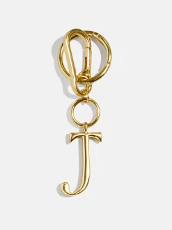 Gold Initial Enamel Bag Charm - J