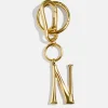 Gold Initial Enamel Bag Charm - N