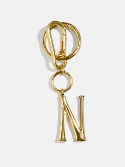 Gold Initial Enamel Bag Charm - N