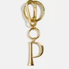 Gold Initial Enamel Bag Charm - P