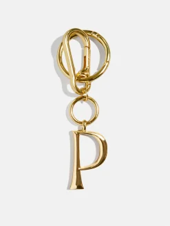 Gold Initial Enamel Bag Charm - P