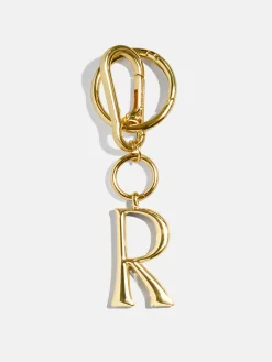 Gold Initial Enamel Bag Charm - R