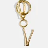 Gold Initial Enamel Bag Charm - V