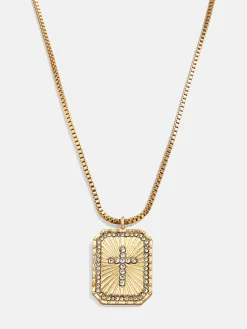 Grace Cross Pendant Necklace - Gold/Pavé