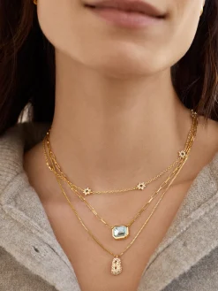 Gwen Mini Bubble Initial Necklace - Gold/Pavé