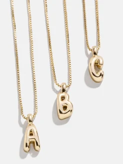Gwen Mini Bubble Initial Necklace - Gold