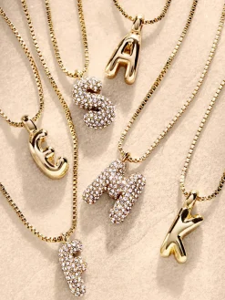 Gwen Mini Bubble Initial Necklace - Gold