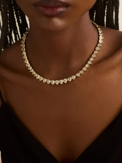 Haley Tennis Necklace - Gold/Pavé