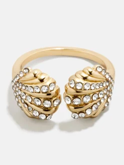 Halle Seashell Ring - Gold/Pavé