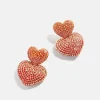 Harley Statement Earrings - Double Red Pavé Heart Earrings