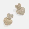 Harley Statement Earrings - Double Pavé Heart Earrings