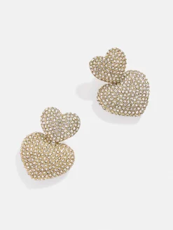 Harley Statement Earrings - Double Pavé Heart Earrings