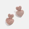 Harley Statement Earrings - Double Pink Pavé Heart Earrings