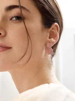 Harley Statement Earrings - Double Pink Pavé Heart Earrings