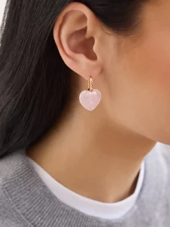 Harper Earrings - Rose Quartz Heart Earrings