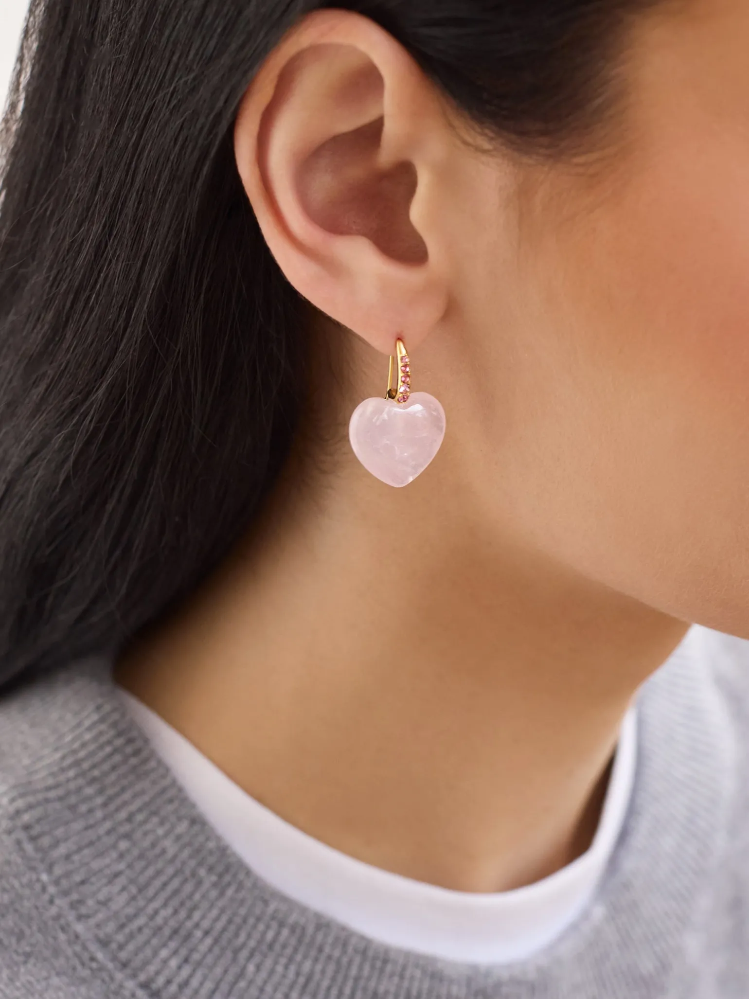 Harper Earrings - Rose Quartz Heart Earrings