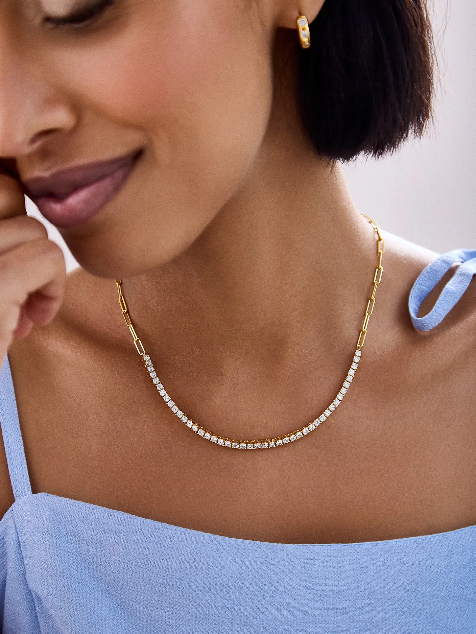 Harper 18K Gold Vermeil Tennis Necklace - Gold/Pavé