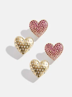 Heart To Heart Kids' Clip-On Earring Set - Pavé Heart Stud