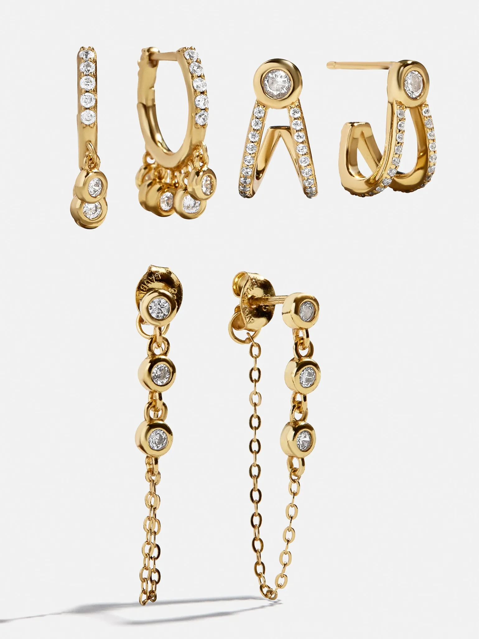 Heidi 18K Gold Vermeil Earring Set - Gold/Pavé
