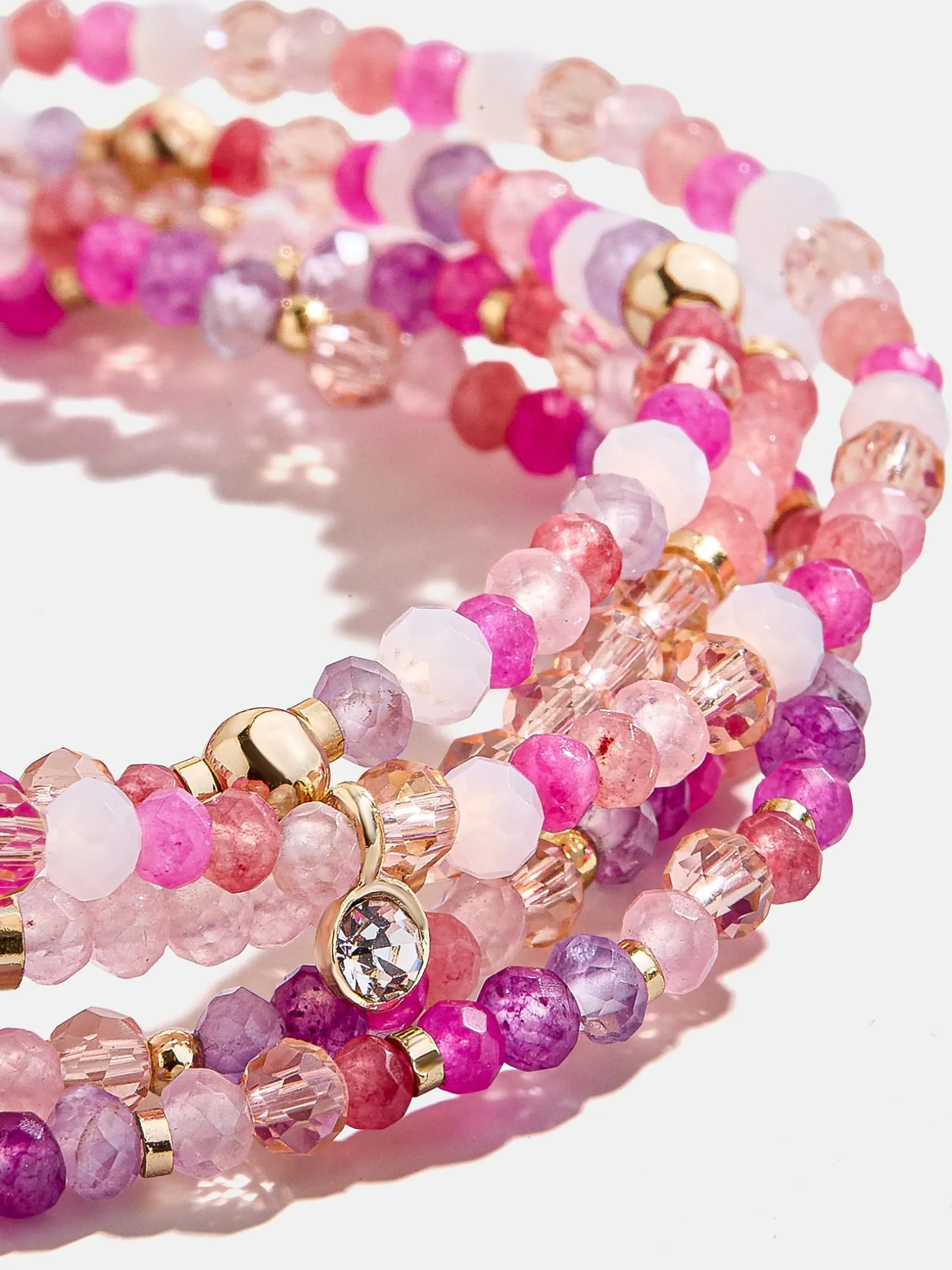 Indya Semi-Precious Layered Bracelet Set - Pink Multi