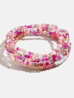 Indya Semi-Precious Layered Bracelet Set - Pink Multi