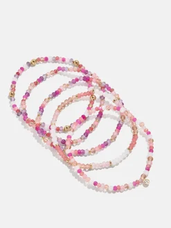 Indya Semi-Precious Layered Bracelet Set - Pink Multi