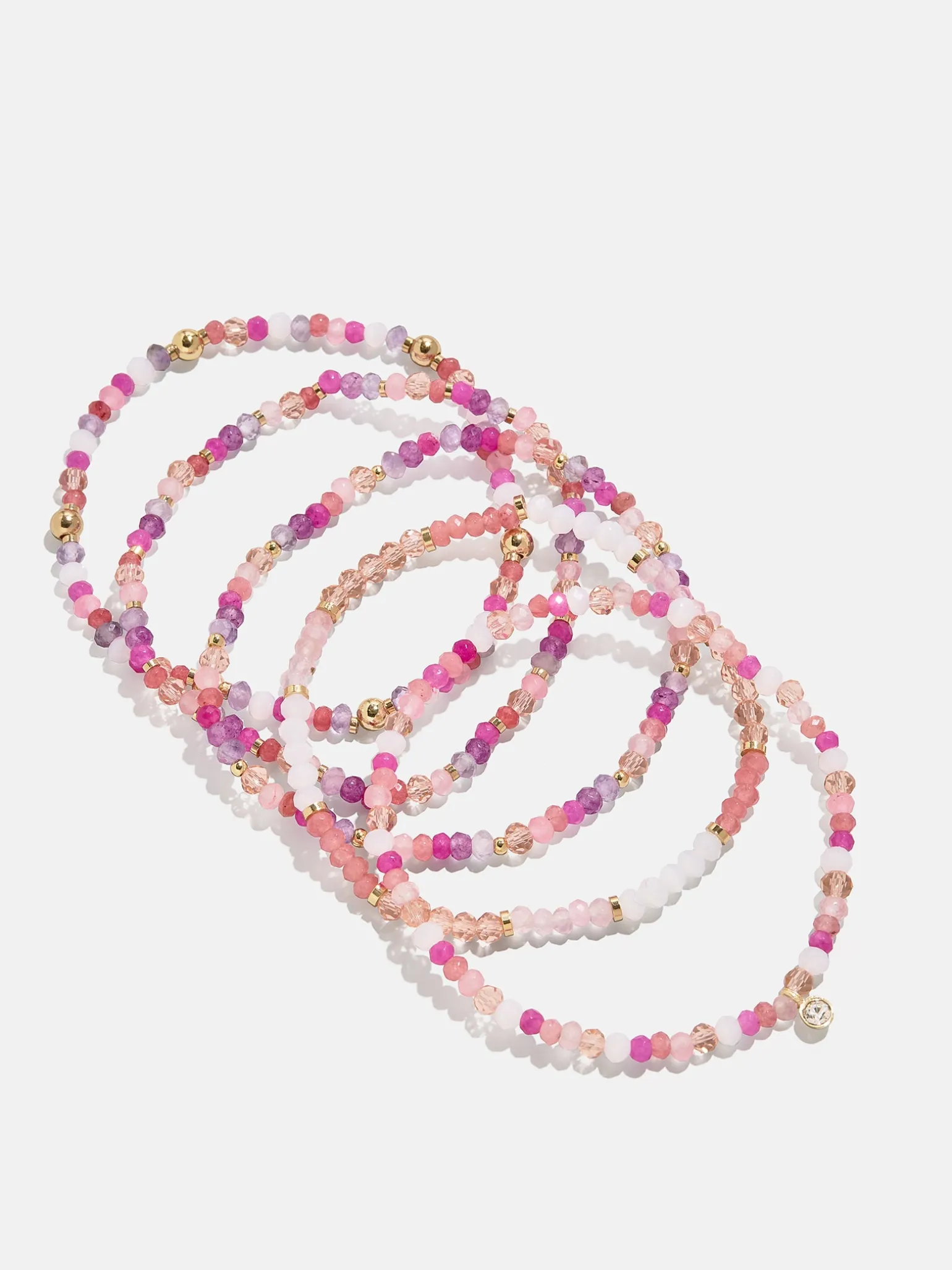 Indya Semi-Precious Layered Bracelet Set - Pink Multi