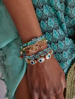 Indya Semi-Precious Layered Bracelet Set - Blue Multi