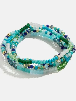 Indya Semi-Precious Layered Bracelet Set - Blue Multi