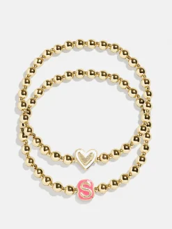 Initial & Heart Kids' Pisa Bracelet Set - Gold