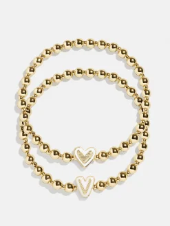 Initial & Heart Kids' Pisa Bracelet Set - Gold