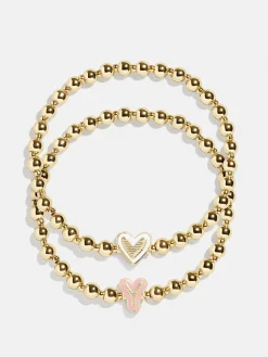 Initial & Heart Kids' Pisa Bracelet Set - Gold