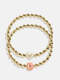 Initial & Heart Kids' Pisa Bracelet Set - Gold