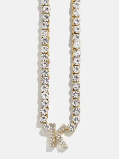 Initial Tennis Necklace - Gold/Pavé