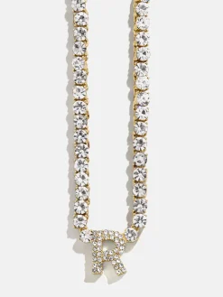 Initial Tennis Necklace - Gold/Pavé
