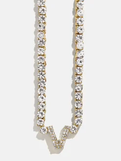 Initial Tennis Necklace - Gold/Pavé