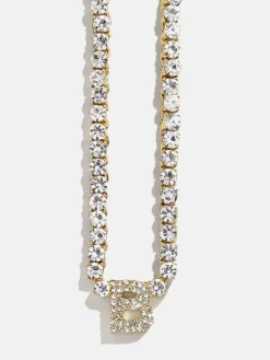 Initial Tennis Necklace - Gold/Pavé
