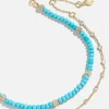 Irina Semi-Precious Anklet Set - Gold/Turquoise