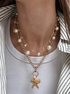 Isla Charm Necklace - Gold/Pearl