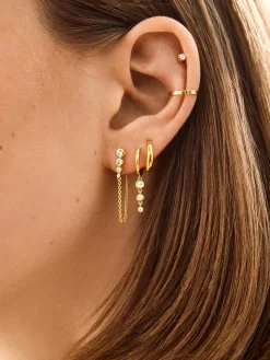 Jenelle 18K Gold Vermeil Earring Set - Gold/Pavé