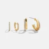 Jennifer Waterproof Earring Set - Gold/Pavé
