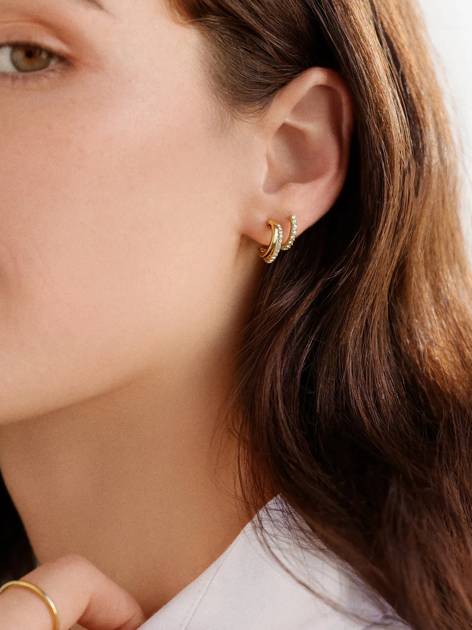 Jennifer Waterproof Earring Set - Gold/Pavé