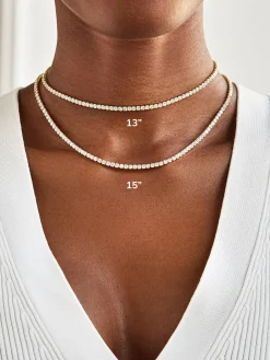 Julia 18K Gold Vermeil Adjustable Tennis Necklace - Gold/Pavé