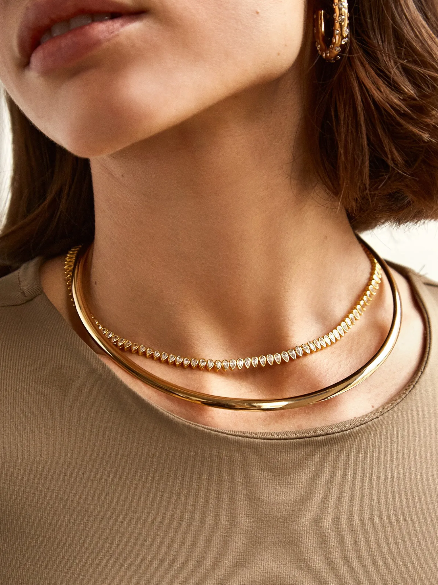 Julia 18K Gold Vermeil Adjustable Tennis Necklace - Gold/Pavé