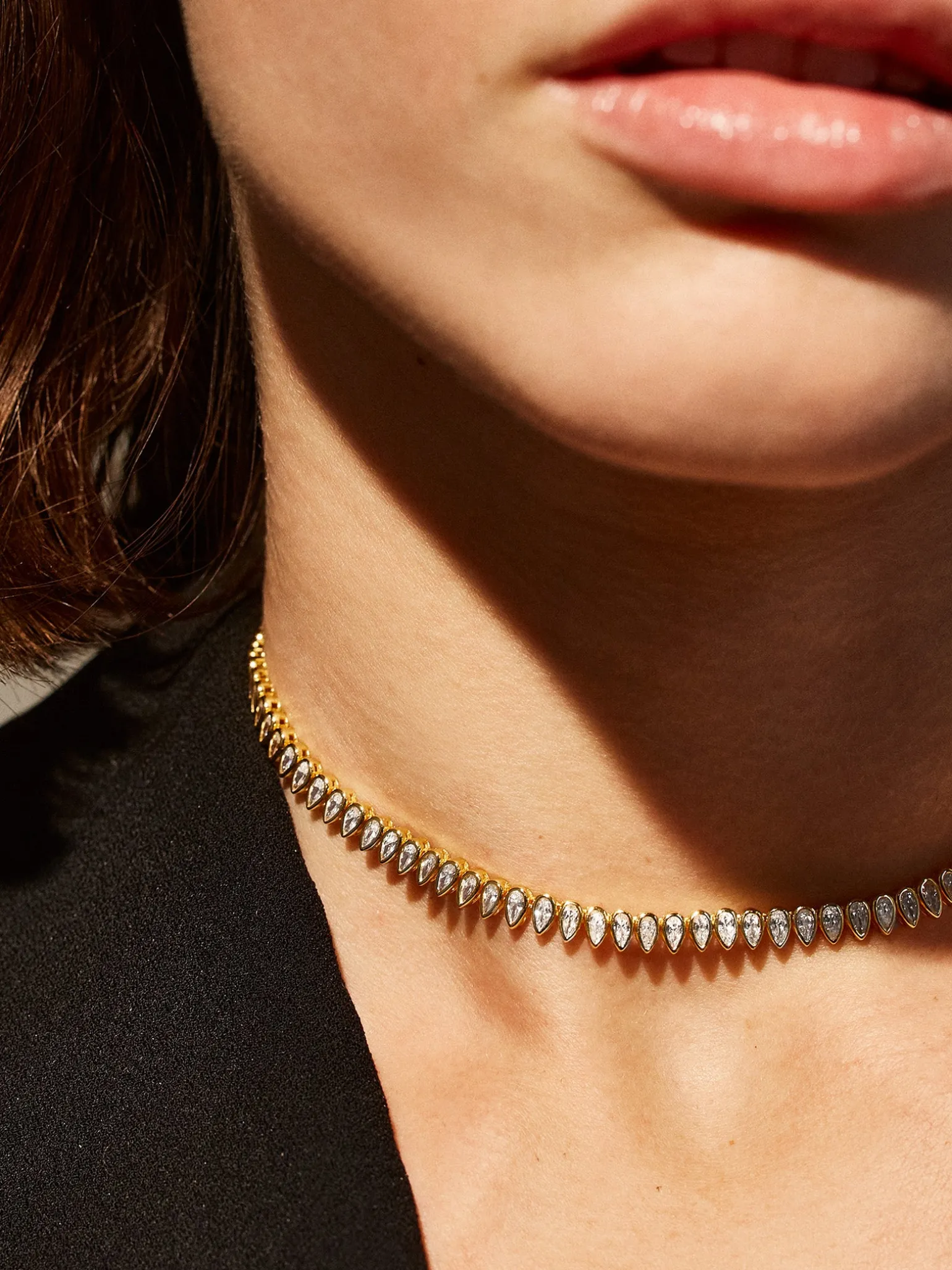 Julia 18K Gold Vermeil Adjustable Tennis Necklace - Gold/Pavé