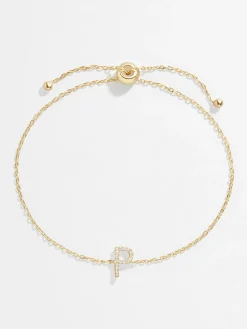 14K Gold Vermeil & Diamond Initial Bracelet - Gold/Pavé