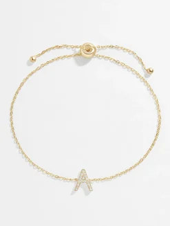 14K Gold Vermeil & Diamond Initial Bracelet - Gold/Pavé