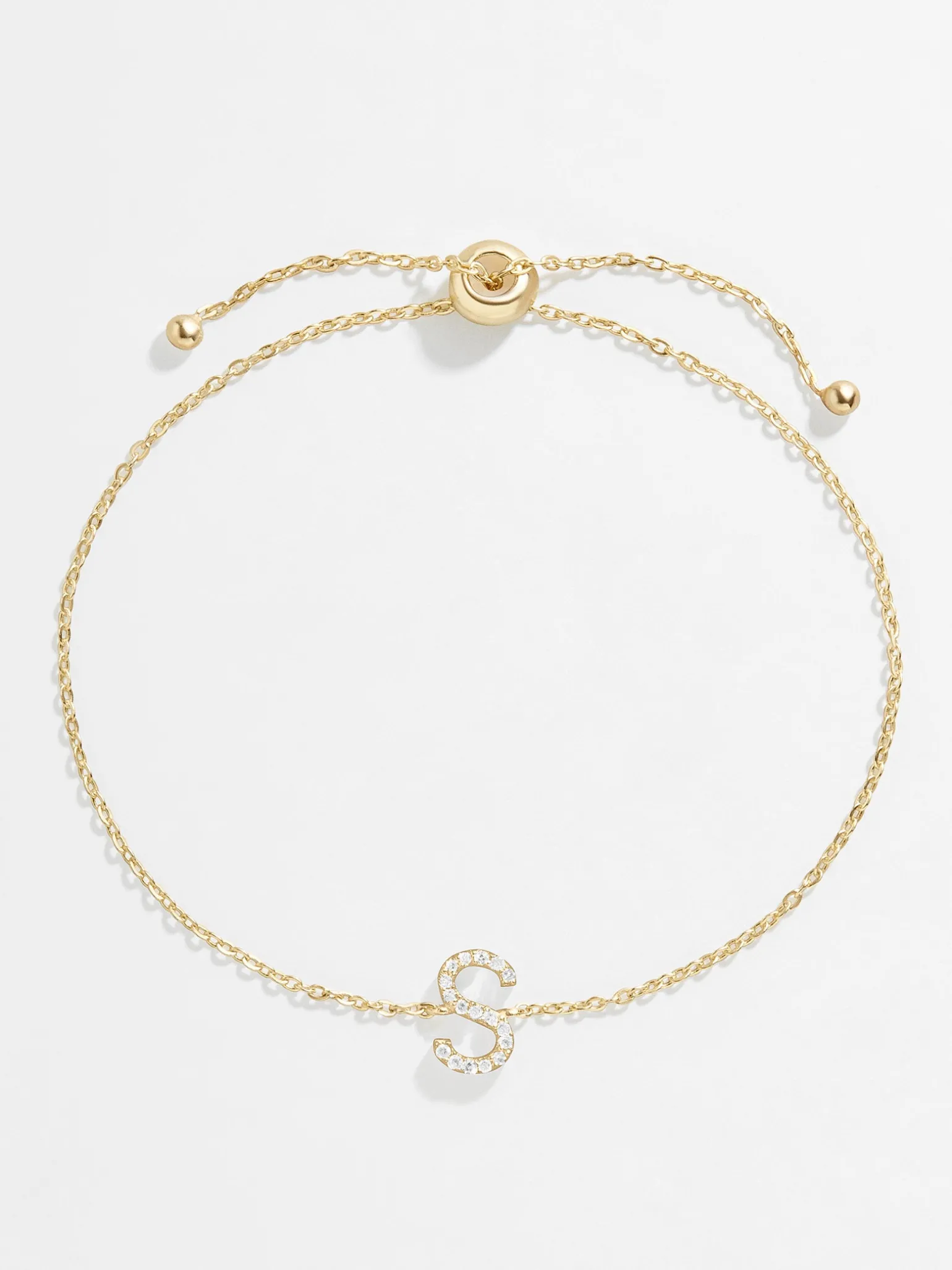 14K Gold Vermeil & Diamond Initial Bracelet - Gold/Pavé