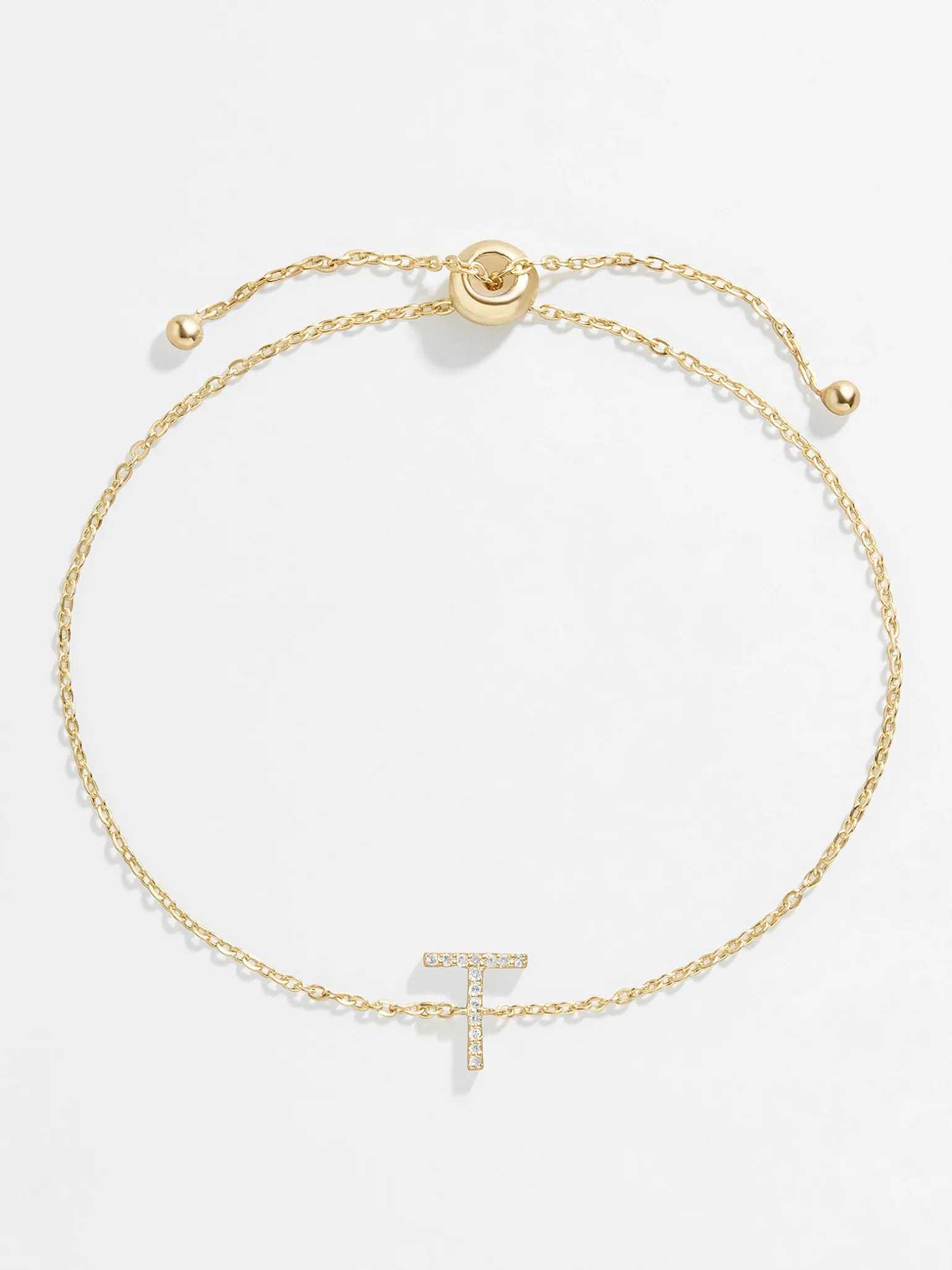 14K Gold Vermeil & Diamond Initial Bracelet - Gold/Pavé